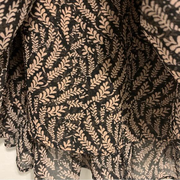 MISA Los Angeles Marion Black and Mauve Pink Tiered Ruffle Mini Skirt XS - Picture 3 of 10